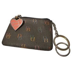 VTG Dooney & Bourke Coin Purse It-Bag Monogram Wristlet Rainbow Zipper Heart Y2k